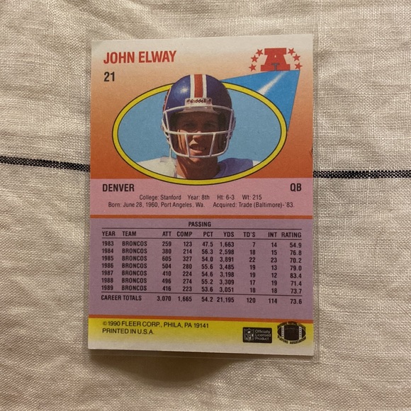 FLEER’90 John Elway QB football card - Picture 2 of 4